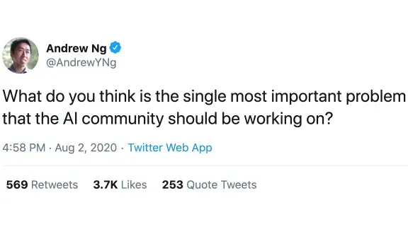 Andrew Ng's tweet from Aug 2, 2020