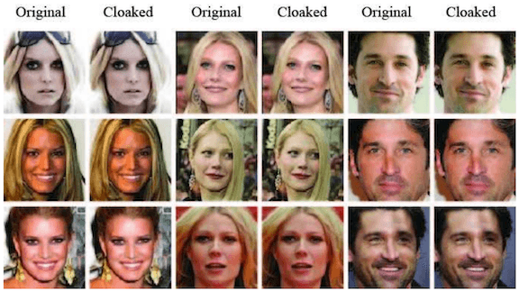 Examples of original and cloaked portrait photos 