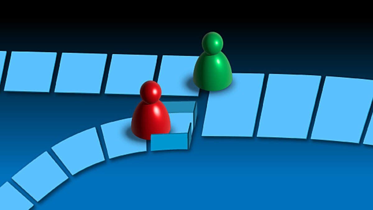 Red and green board game pieces