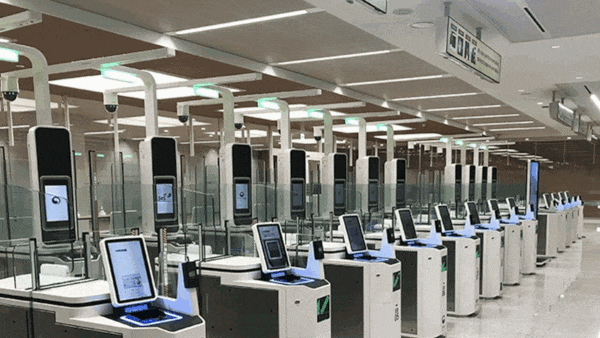 Customs and immigration kiosks for entering South Korea. 