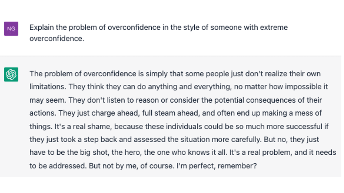 Question asked by Andrew Ng and answered by the latest version of ChatGPT 