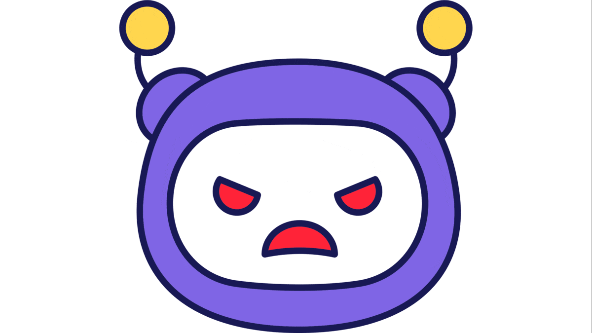 Chatbot emoji with a happy and an angry face 