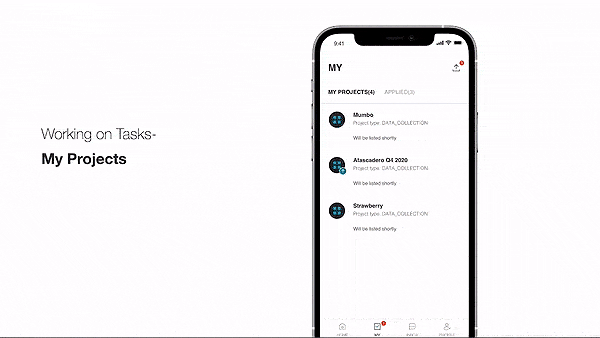 Phone showing different features of an app