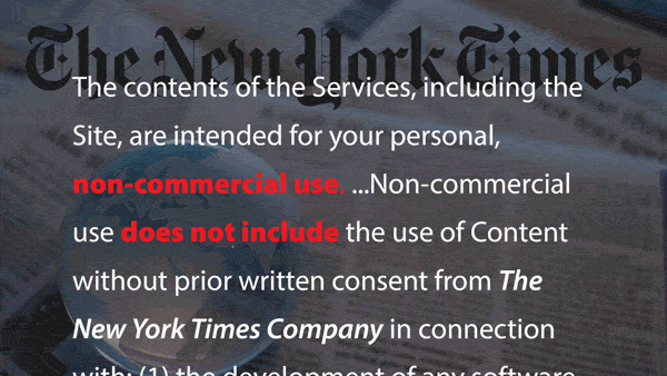 News Outlet Challenges AI Developers: The New York Times forbids the use of its work in training datasets.