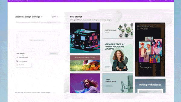 GIF of Copilot editing and generating images for Windows photo apps