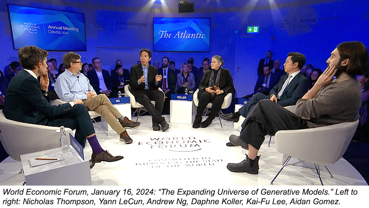 World Economic Forum, January 16, 2024: "The Expanding Universe of Generative Models" panelists