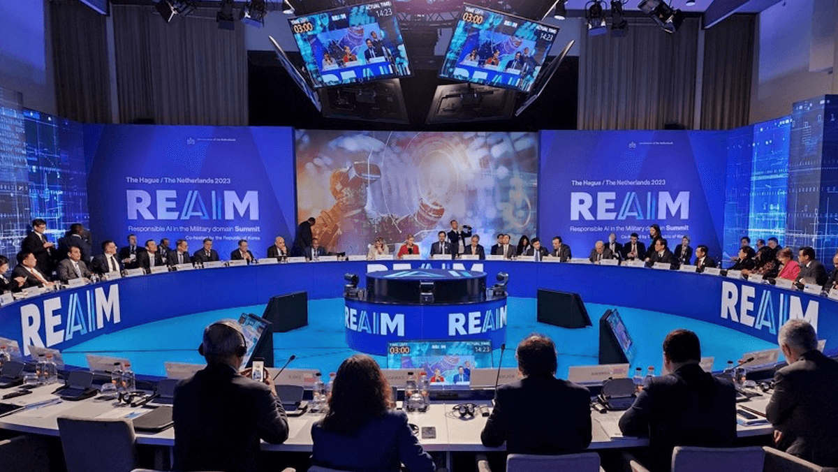Global leaders discuss Responsible AI in the military at the REAIM 2023 summit in The Hague, Netherlands.