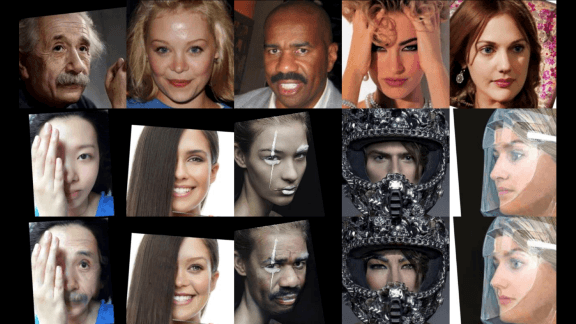 Trading Faces: FaceShifter swaps faces obscured by objects.