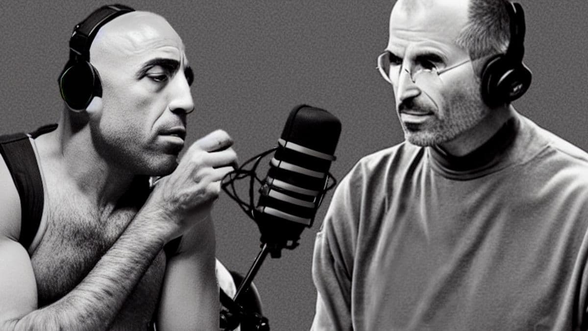 All Synthetic, All the Time: Joe Rogan Meets Steve Jobs in an AI-Generated Podcast